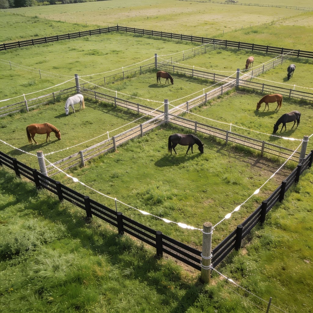 Cross fencing dividing pastures for grazing management | Do horses need perimeter fencing and cross fencing?