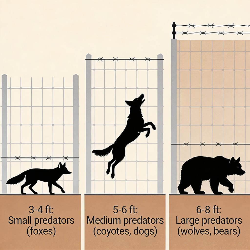 Fence height requirements for different predators | How high does a predator fence need to be for different animals?