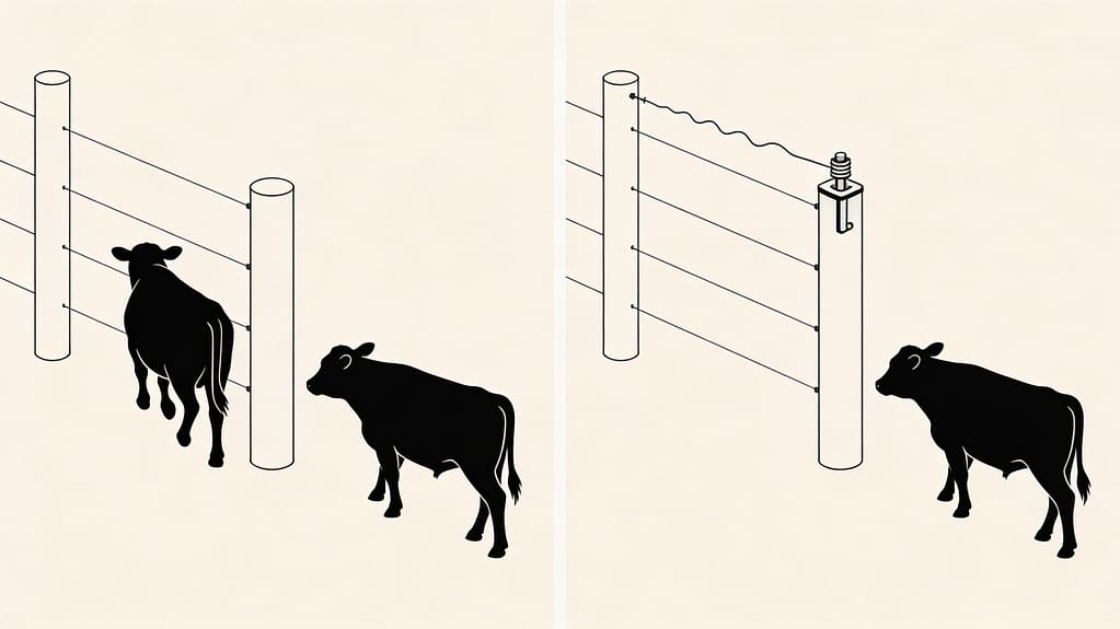 Fence comparison illustration showing contact pressure differences |
