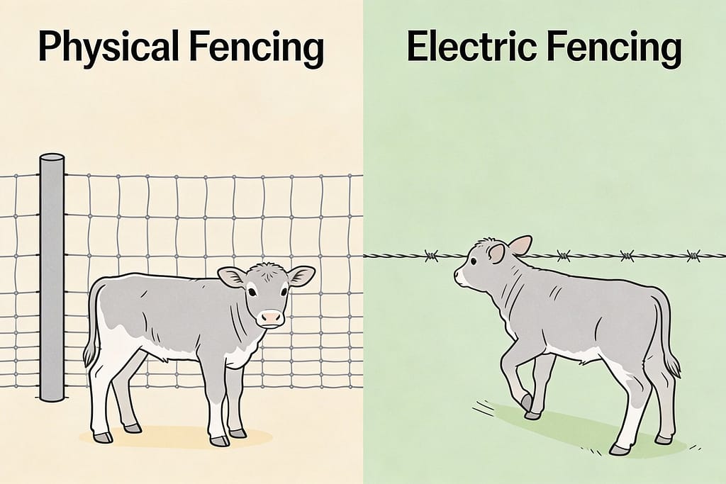 Physical versus electric fencing containment comparison | Can young livestock safely use electric fencing?