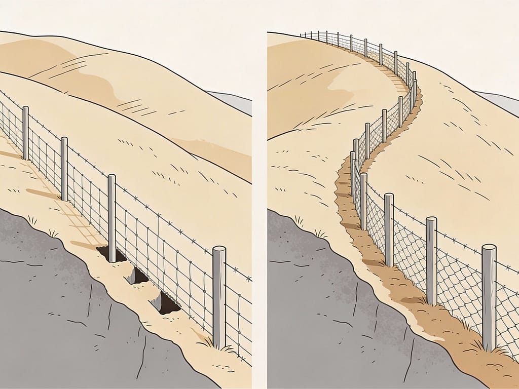 Sheep fencing installation on uneven terrain | How do you fence sheep on uneven or hilly terrain?