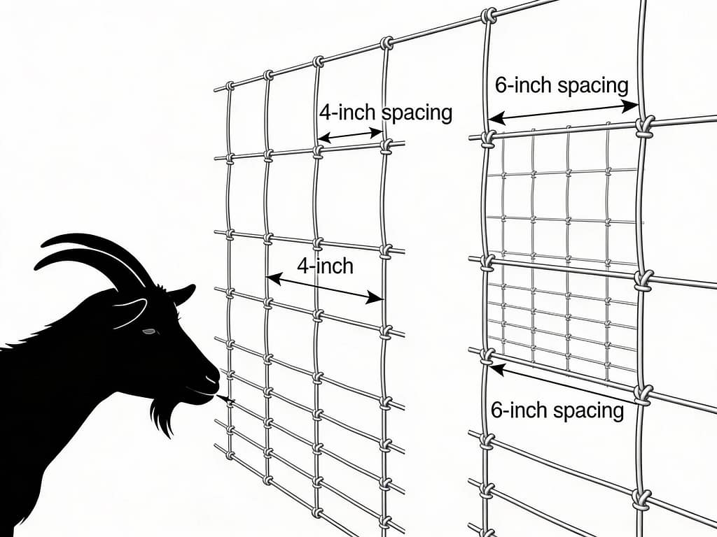Wire spacing measurement diagram | What wire spacing prevents goats from escaping?