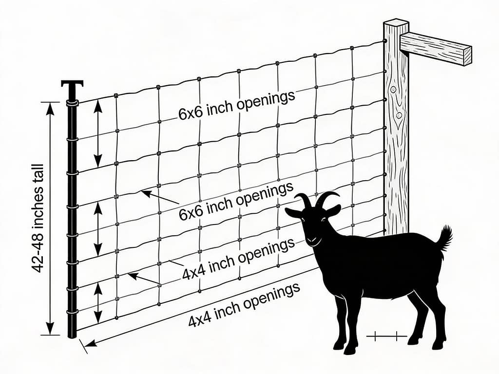 Woven wire fence specifications diagram for goats | Woven wire vs electric fencing for goats: which is better?