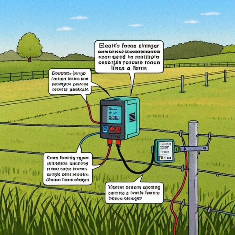 农场单电动围栏充电器连接多围栏及 paddock的系统图示 农场单电动围栏充电器连接多围栏及 paddock的系统图示