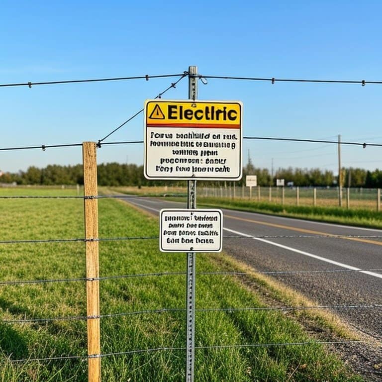 农村农田安装的专业牲畜电围栏,带有警告标志、清晰边界标记且远离公共道路 农村农田安装的专业牲畜电围栏,带有警告标志、清晰边界标记且远离公共道路