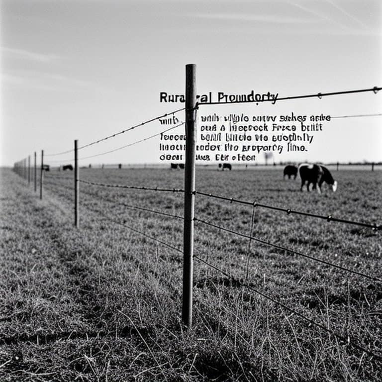 乡村房产边界,含可见测量桩与内侧牲畜围栏的真实农田场景 乡村房产边界,含可见测量桩与内侧牲畜围栏的真实农田场景