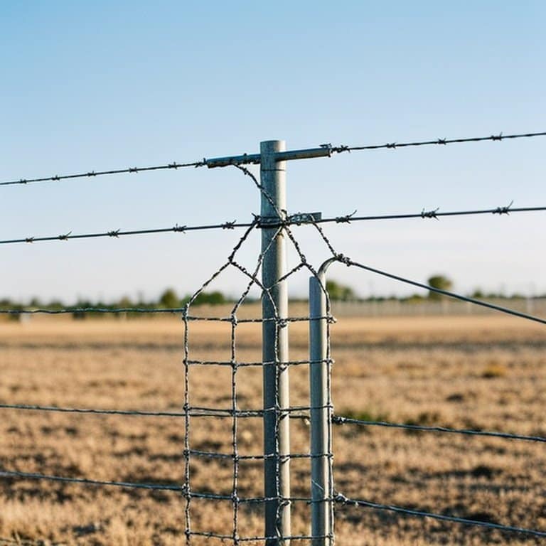 Heavy-gauge woven wire field fence with properly tensioned H-braces in dry climate agricultural setting, featuring Class 3 galvanized wire and natural sunlight, showcasing long-lasting structural integrity and environmental resistance Well-installed heavy-gauge woven wire field fence in dry climate agricultural setting with H-braces and galvanized wire, emphasizing structural integrity and durability