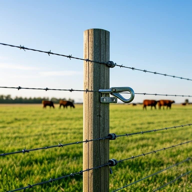 High-tensile wire fence with proper installation for livestock containment High-tensile wire fence with proper installation for livestock containment