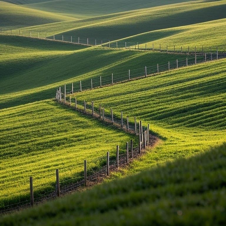 Contour-aligned wire fencing on agricultural hillside for slope stability and erosion control Contour-aligned wire fencing on agricultural hillside for slope stability and erosion control