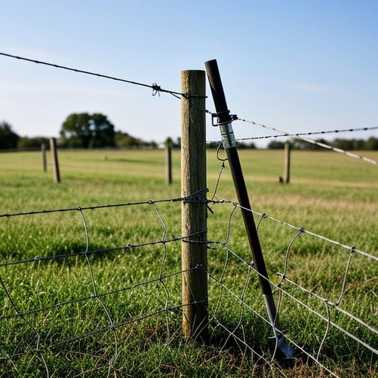 Partially installed wooden post and wire cattle fence showing common DIY installation mistakes Partially installed wooden post and wire cattle fence showing common DIY installation mistakes