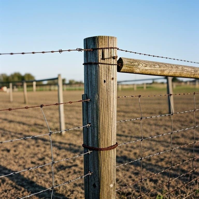 Realistic agricultural fence image showing repair efforts vs. deteriorating fencing conditions in a farm setting Realistic agricultural fence photograph contrasting repair work and deteriorated sections in a farm pasture